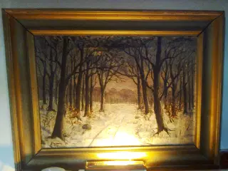 Vinter landskab - Oliemaleri