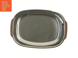 Metalbakke med træhåndtag fra Lundtofte (str. 40x27 cm)