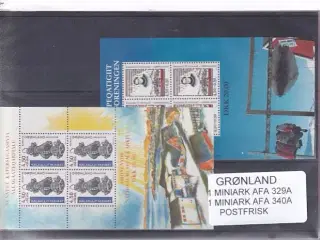 Grønland - 2 Miniark AFA 329 A - AFA 340 A - Postfrisk