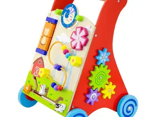 VIGA Farverig Lege/Gåvogn til Børn i Træ