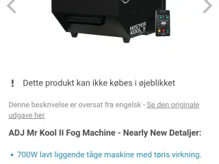 Røgmaskine med eller uden is/ tøris