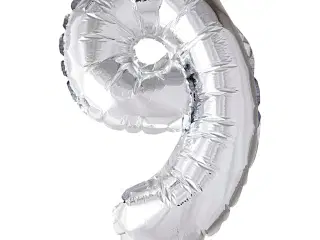 Folieballon, 9, H: 41 cm, sølv, 1 stk.