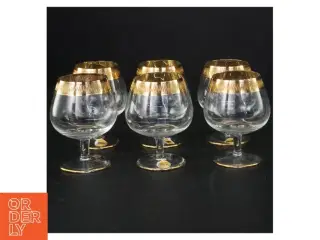 Tosca Lyngby Vintage cognacglas med guldkant fra Lyngby (str. 8 komma 5 x 6 ikomma 5 cm)