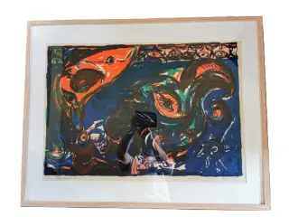 Carl Henning Pedersen litografi. Signeret/nummeret