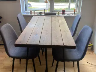4x spisebords stol - Grå med sorte ben