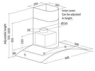  Væghængt emhætte 610 m3 – EMV 602