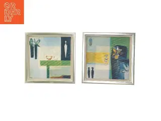 Abstrakte billeder med rammer (str. 2 stk 24,5x24,5 cm)