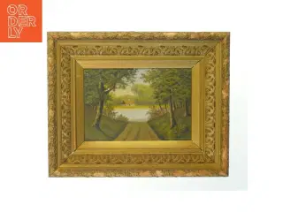 Landskabsmaleri i ramme (str. 54x43 cm)