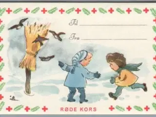 Illa - Røde Kors - Til og Fra kort  (11x7 cm) - Til påklæbning !