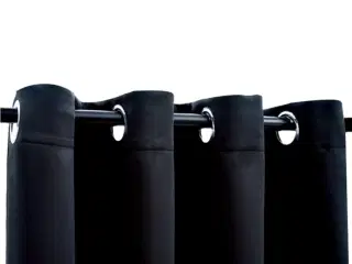 Lysdæmpende gardiner 2 stk. med metalringe 140 x 245 cm sort