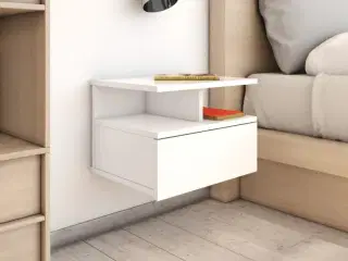 Svævende natborde 2 stk. 40x31x27 cm konstrueret træ hvid