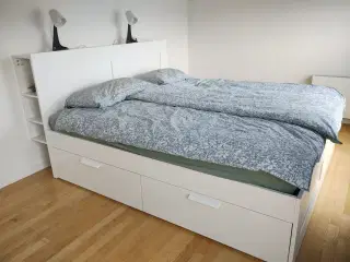 Double bed Ikea BRIMNES + headboard + 2 mattresses