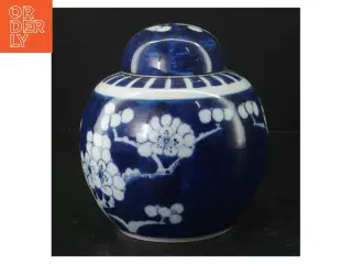 Kinesisk blå-hvid porcelænskrukke (str. 16 cm)