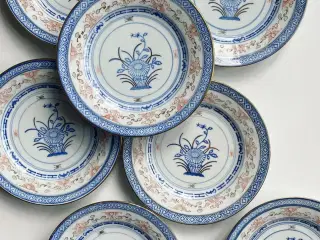 Kinesiske kagetallerkner, NB, 7 stk samlet