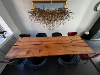 Egetræsplankebord m. stel i smedejern