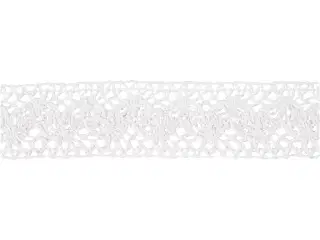 Hæklet Blonde i Hvid - 30 mm, 10 m Rulle