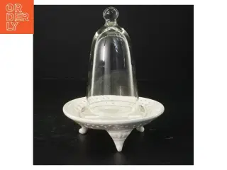 Glasklokke med porcelænsbase (str. 21x15 cm)