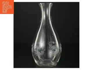 Glasvase med  blomstermotiv (str. 23 cm)