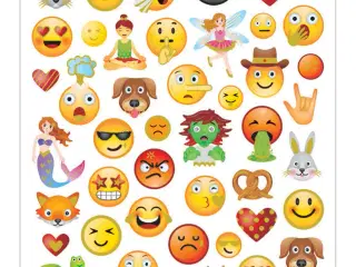 Farverige Emoji Stickers - 15x16,5 cm Ark