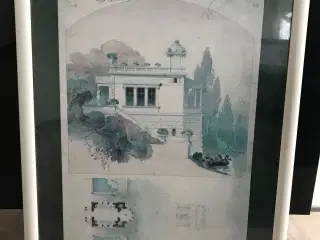 Flot tryk af tegninger til gammel fransk villa
