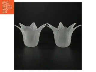2 Lysestager i mat glas (str. Ø 11 cm)