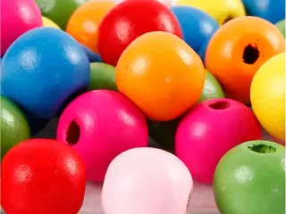 Assorterede træperler 12 mm - 22g til DIY projekter