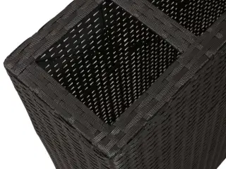 Plantekasse med 4 krukker polyrattan sort