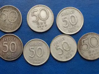 Sverige, 50 øre sølv, 7 forskellige