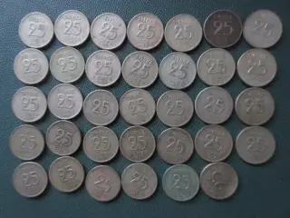 25 øre Sverige dubletparti 34 styk
