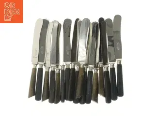 Vintage smørknive med træhåndtag fra Magero A. G. (str. 25 cm, 17 styk cm)