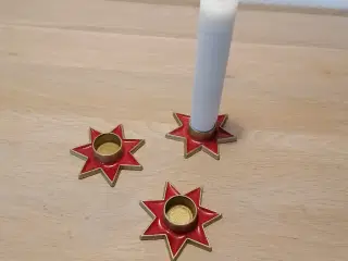 Gamle emalje stjerne lysestager 3 stk.