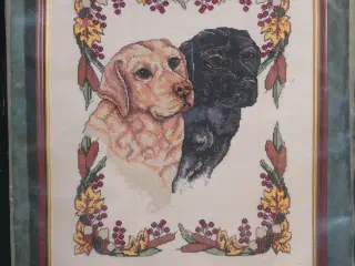 BRODERISÆT FRA CEWEC - VÆGBILLEDE MED 2 LABRADOR