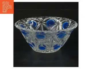 Glas skål med blå detaljer (str. 13 cm)