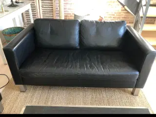 Sofa 2 stk. sort læder