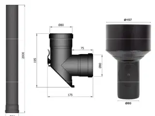 Røgrør 80mm Pakke 2