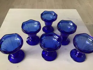 Dessertskåle blå glas