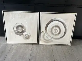 2 stk abstrakte akryl malerier