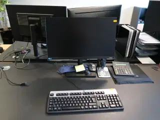 Computerskærm SAMSUNG F24T450FQR samt tastatur og mus