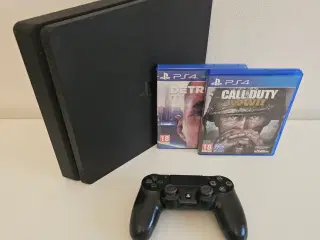 PlayStation 4 Slim 500GB + COD WW2 og Detroit: Bec
