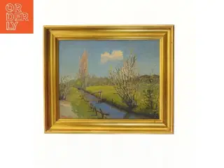 Oliemaleri af landskab (str. 47x39,5 cm)
