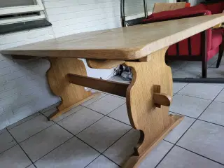 Retro spisebord i massiv egetræ m 2 tillægsplader