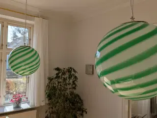 2 Murano Candy pendel grøn/hvid swirl