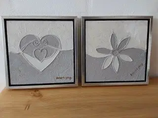 Robert Yong malerier i flotte beige/lysegrå farver