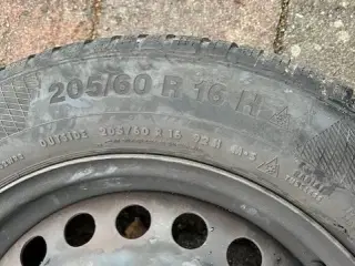 Continental vinterdæk på stålfælge 205/60/R16
