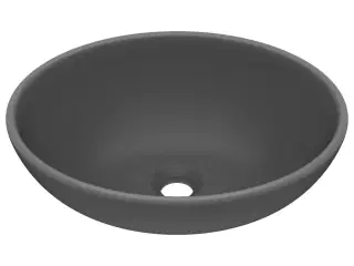 Luksuriøs håndvask 40x33 cm keramisk oval mat mørkegrå
