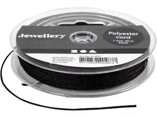 Polyester snor, tykkelse 1 mm, sort, 50m/ 1 rl.
