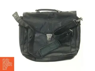 Sort lædertaske til mænd (str. 39 x 32 cm)