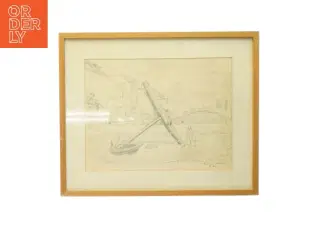 Original blyantstegning fra 1962 - ankeret i Nyhavn (str. 56 x 46 cm)