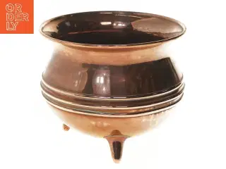 Kobberkrukke med tre ben (str. Ø 17,5 cm længde 14,5 cm)