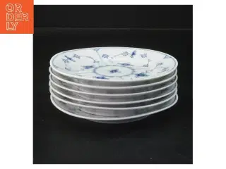 Sæt med seks porcelænstallerkener, musselmalede, fra Royal Copenhagen (str. Ø 14 cm)
